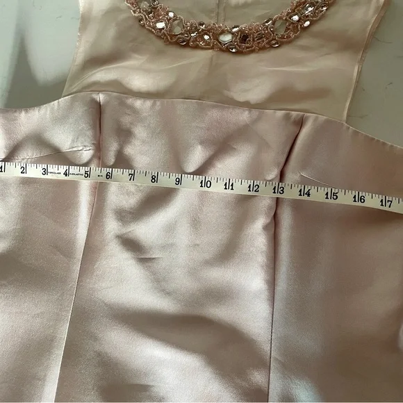 Teri Jon by Rickie Freeman Blush Pink Cocktail Formal Satin 2-Piece Suit 12 - Picture 7 of 13